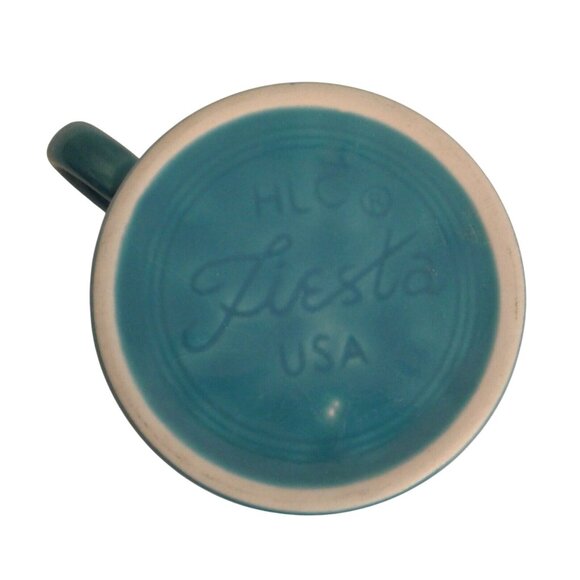 Fiesta Ware HLC USA Coffee Mug O-ring handle Turquoise Peacock Blue Ceramic cup - Picture 4 of 5